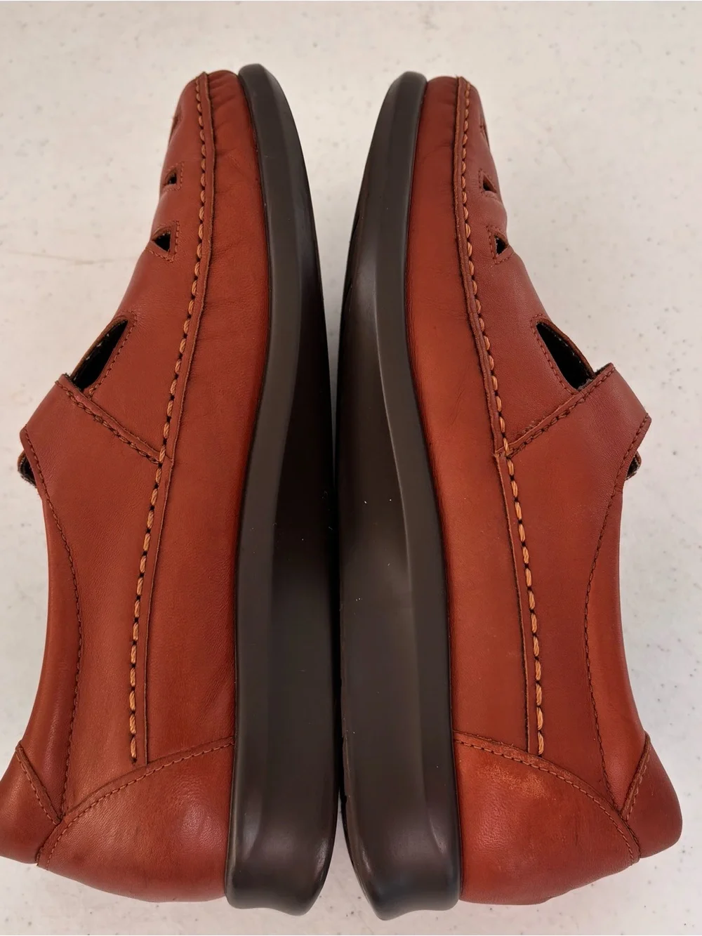 SAS Women's Leather Mary Jane Wedges - Cognac Brown
